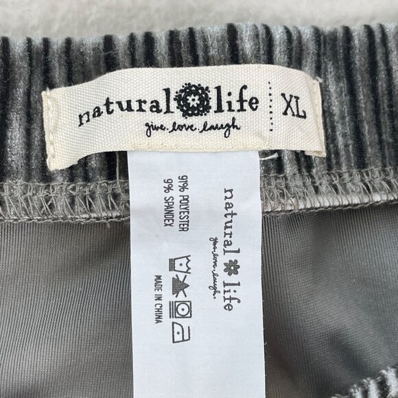 Natural Life Womens XL Grey Ribbed Velour Flare Bell Botton Pants Elastic Waist - Picture 3 of 8